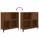 Platenkast 84,5X38X89 Cm Bewerkt Hout Bruin Eikenkleur