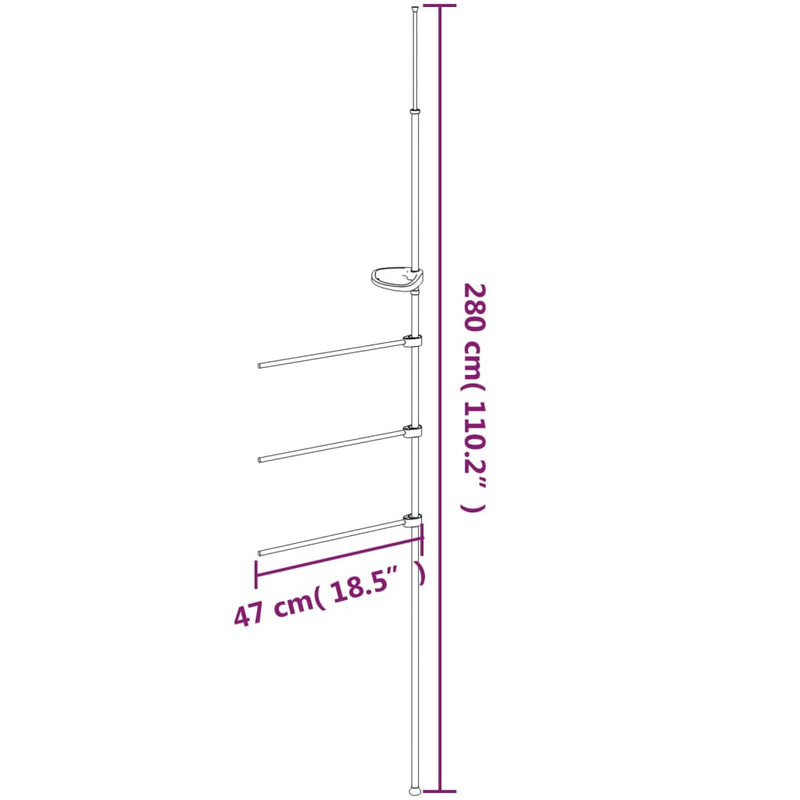 Handdoekenrek 47X280 Cm Aluminium