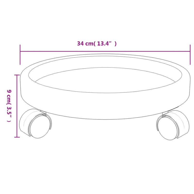 Plantentrolleys 2 St Met Wielen Ø34 Cm 35 Kg Grijs