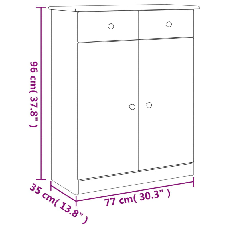 Schoenenkast Alta 77X35X96 Cm Massief Grenenhout