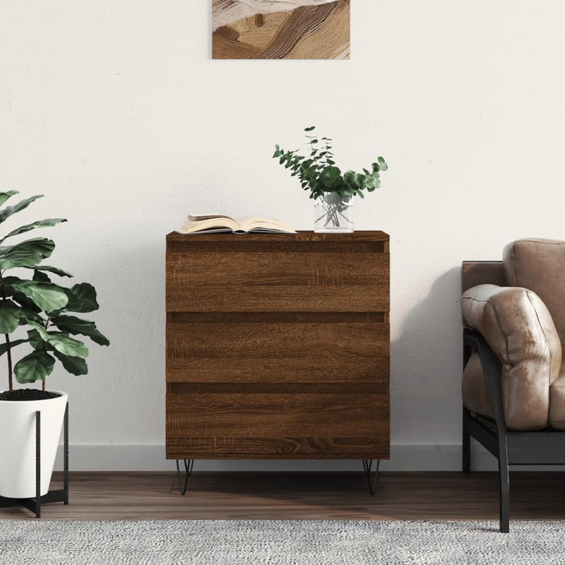 Dressoir Met Lade 60 X 35 X 70 Cm Bewerkt Hout