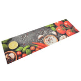 Keukenmat Wasbaar Groenteprint Fluweel Grijs En Rood