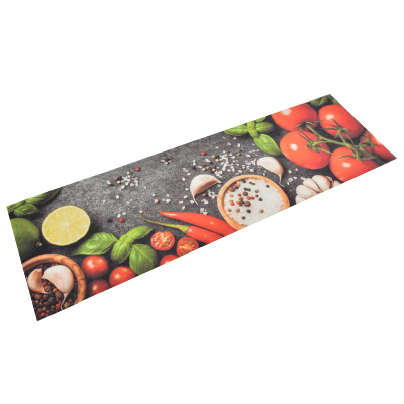 Keukenmat Wasbaar Groenteprint Fluweel Grijs En Rood