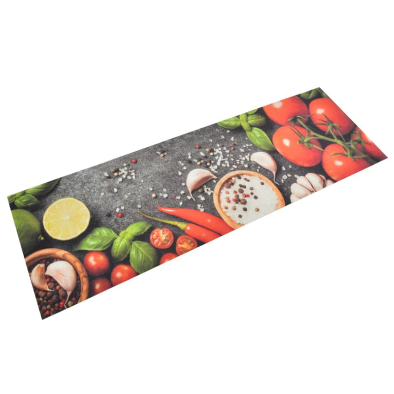 Keukenmat Wasbaar Groenteprint Fluweel Grijs En Rood