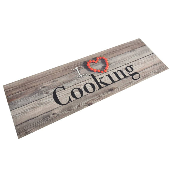 Keukenmat Wasbaar Cooking-Print Fluweel Grijs Hout
