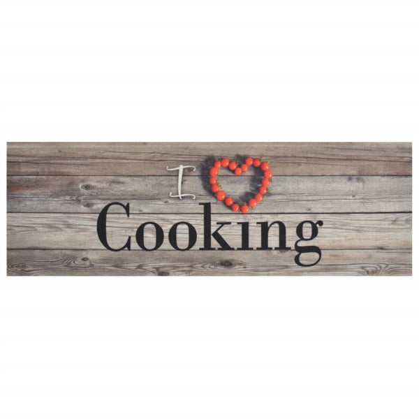 Keukenmat Wasbaar Cooking-Print Fluweel Grijs Hout