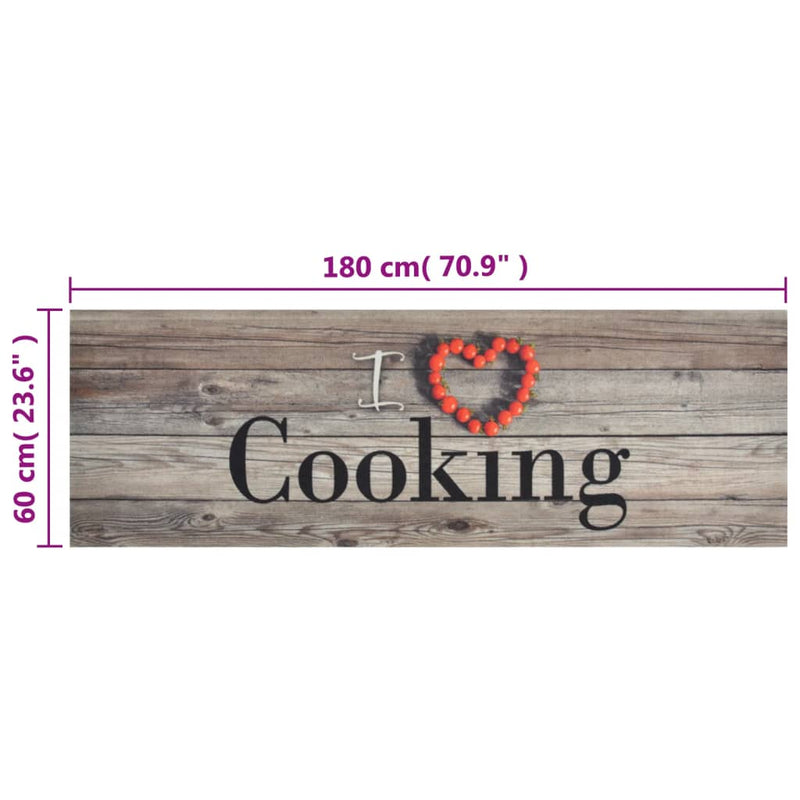 Keukenmat Wasbaar Cooking-Print Fluweel Grijs Hout