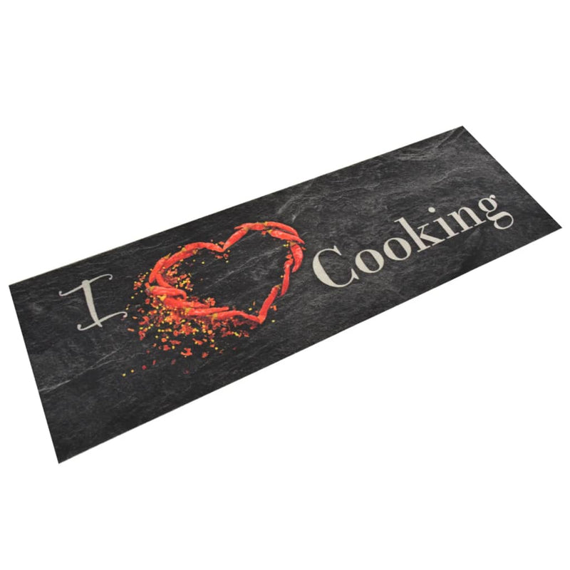 Keukenmat Wasbaar Cooking-Print Fluweel Zwart