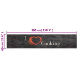 Keukenmat Wasbaar Cooking-Print Fluweel Zwart