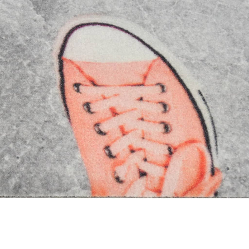 Keukenmat Wasbaar Shoezone-Print Fluweel Grijs
