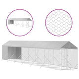 Hondenkennel Met Dak 2X14X2,5 M Gegalvaniseerd Staal Zilver
