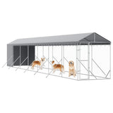 Hondenkennel Met Dak 2X14X2,5 M Gegalvaniseerd Staal Zilver