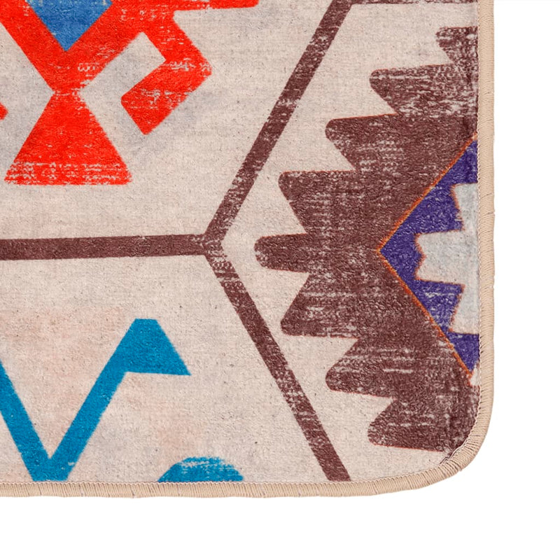 Vloerkleed Wasbaar Anti-Slip Meerkleurig Blauw En Wit