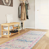 Vloerkleed Wasbaar Anti-Slip Meerkleurig Blauw En Roze