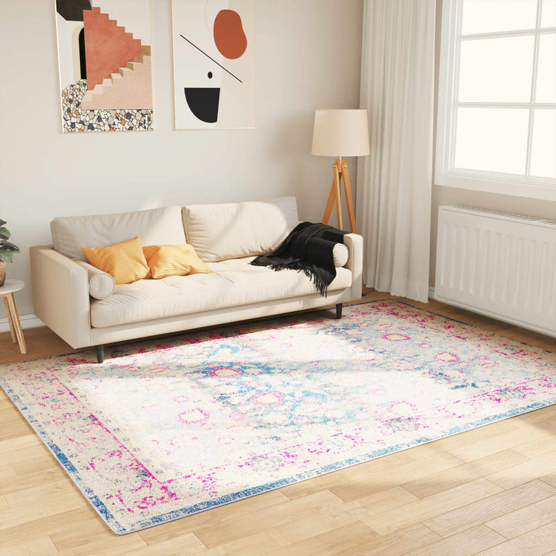 Vloerkleed Wasbaar Anti-Slip Meerkleurig Blauw En Roze