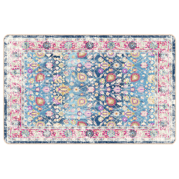 Vloerkleed Wasbaar Anti-Slip Meerkleurig Blauw En Roze