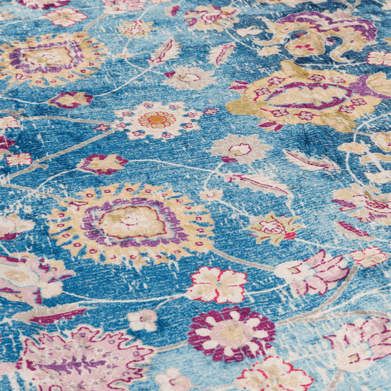 Vloerkleed Wasbaar Anti-Slip Meerkleurig Blauw En Roze