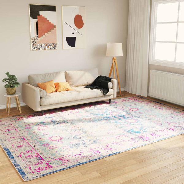 Vloerkleed Wasbaar Anti-Slip Meerkleurig Blauw En Roze