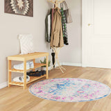 Vloerkleed Wasbaar Anti-Slip Meerkleurig Blauw En Roze