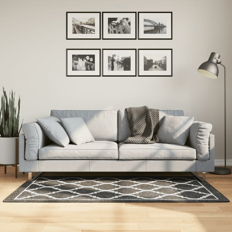 Vloerkleed Wasbaar Anti-Slip En Wit Zwart En Donkergrijs