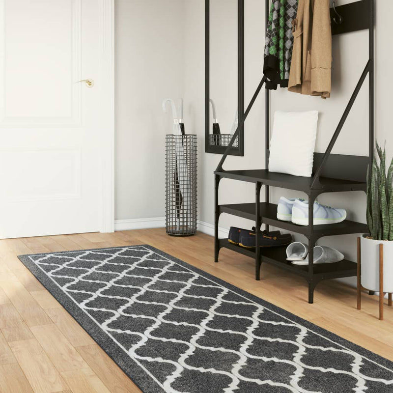 Vloerkleed Wasbaar Anti-Slip En Wit Zwart En Donkergrijs