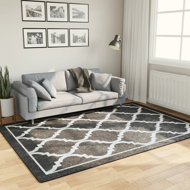 Vloerkleed Wasbaar Anti-Slip En Wit Zwart En Donkergrijs