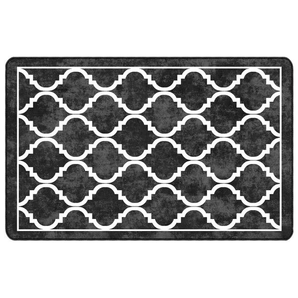 Vloerkleed Wasbaar Anti-Slip En Wit Zwart En Donkergrijs