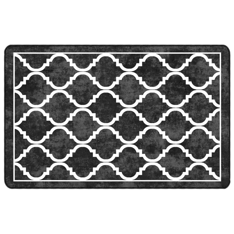 Vloerkleed Wasbaar Anti-Slip En Wit Zwart En Donkergrijs
