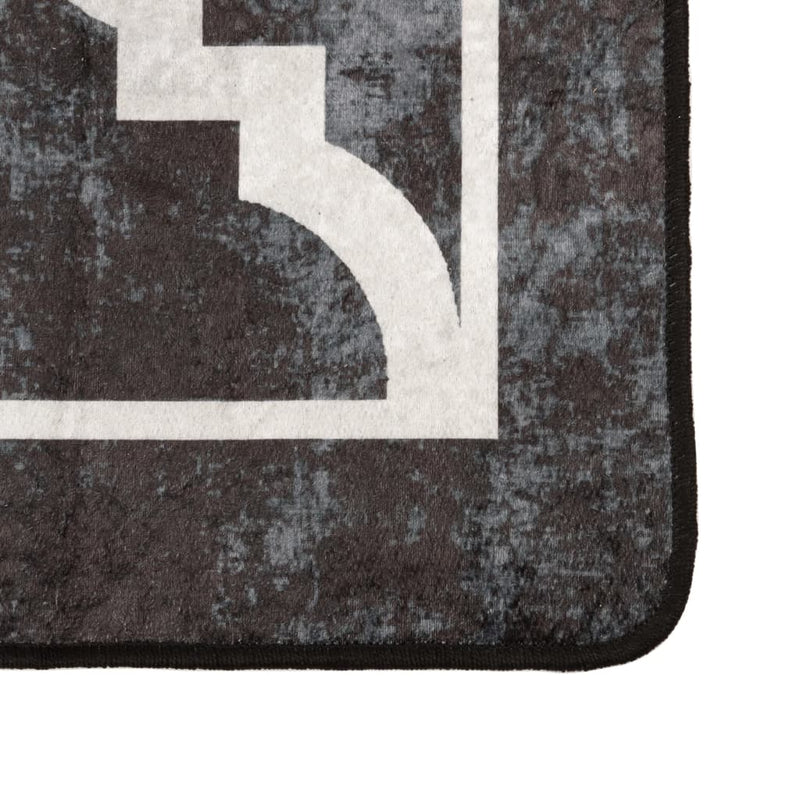 Vloerkleed Wasbaar Anti-Slip En Wit Zwart En Donkergrijs