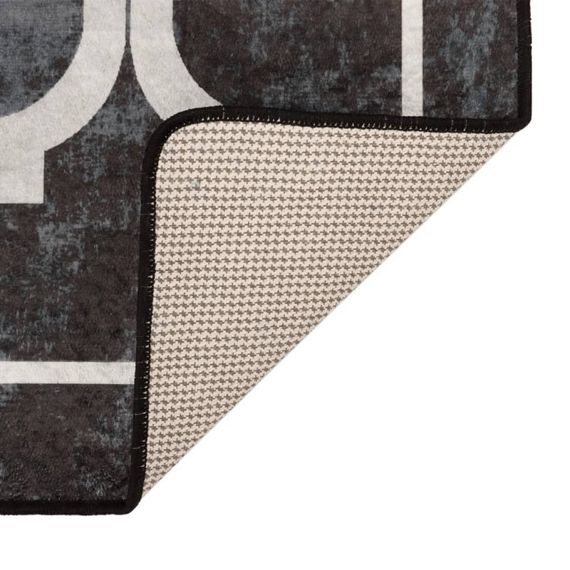 Vloerkleed Wasbaar Anti-Slip En Wit Zwart En Donkergrijs