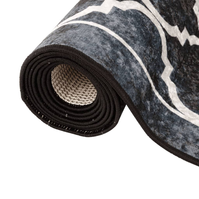 Vloerkleed Wasbaar Anti-Slip En Wit Zwart En Donkergrijs