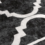 Vloerkleed Wasbaar Anti-Slip En Wit Zwart En Donkergrijs