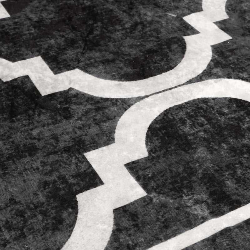 Vloerkleed Wasbaar Anti-Slip En Wit Zwart En Donkergrijs