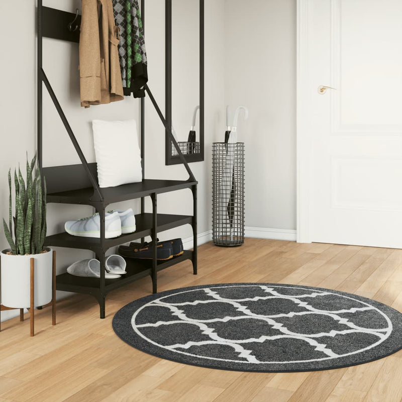 Vloerkleed Wasbaar Anti-Slip En Wit Zwart En Donkergrijs