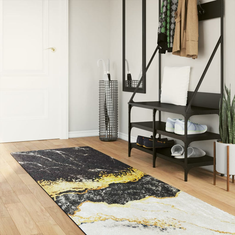 Vloerkleed Wasbaar Anti-Slip Meerkleurig Goud En Wit