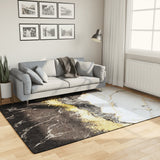 Vloerkleed Wasbaar Anti-Slip Meerkleurig Goud En Wit