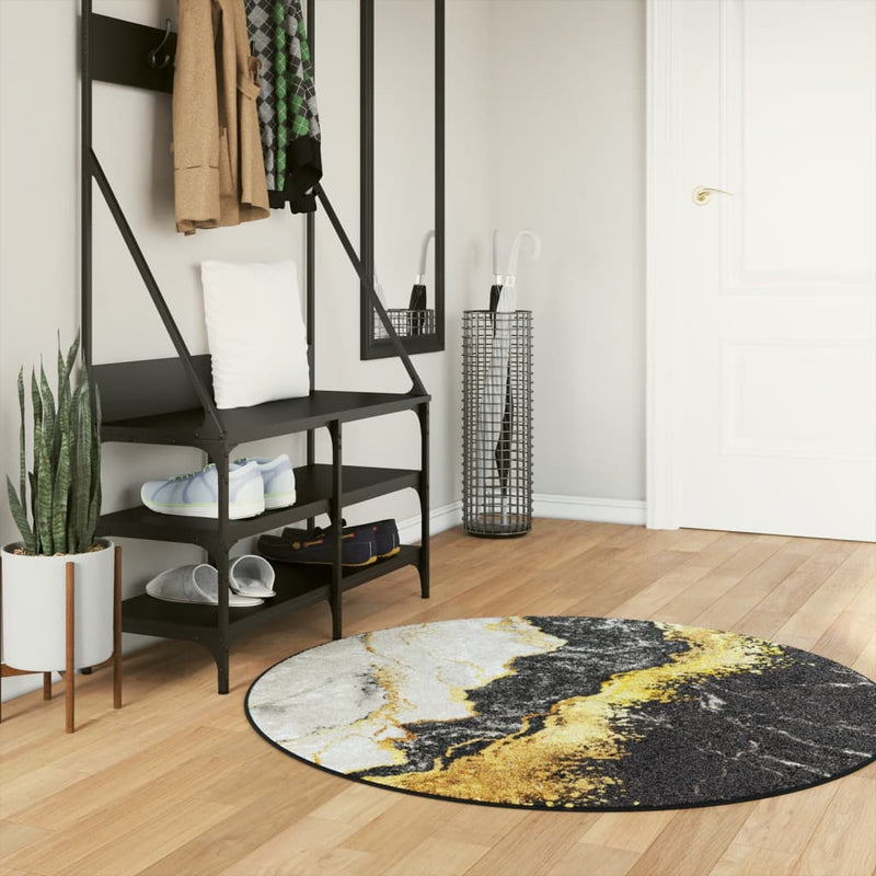 Vloerkleed Wasbaar Anti-Slip Meerkleurig Goud En Wit