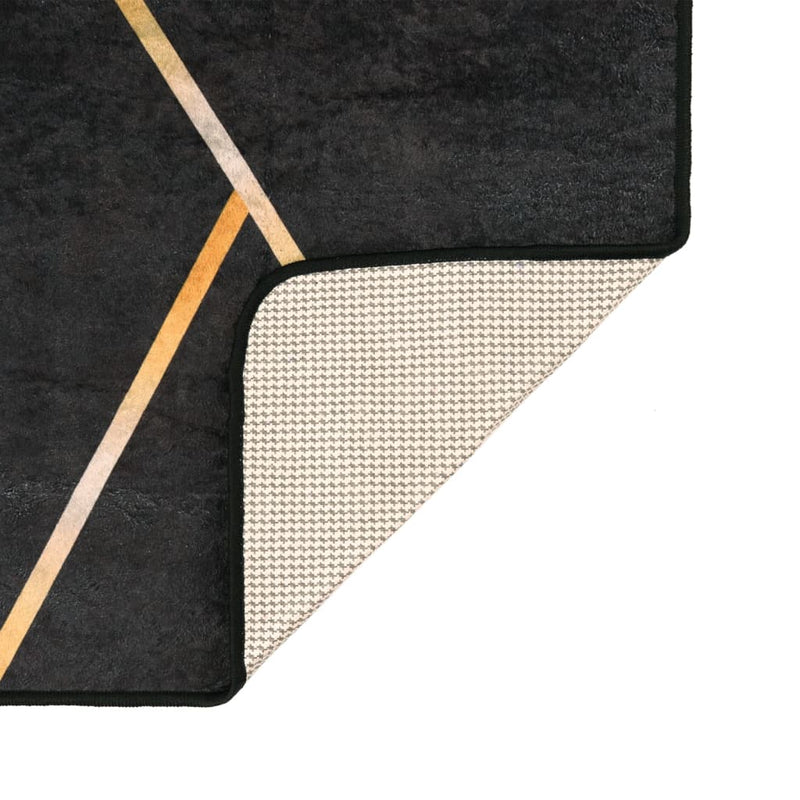 Vloerkleed Wasbaar Anti-Slip Kleurig Zwart En Goud