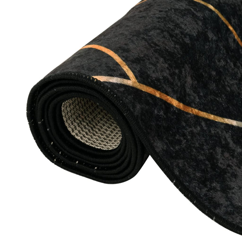 Vloerkleed Wasbaar Anti-Slip Kleurig Zwart En Goud