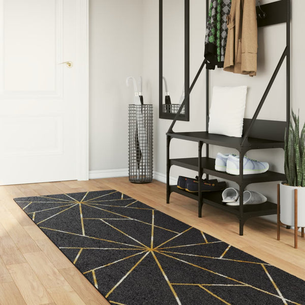 Vloerkleed Wasbaar Anti-Slip Kleurig Zwart En Goud