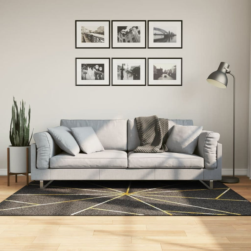 Vloerkleed Wasbaar Anti-Slip Kleurig Zwart En Goud