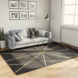Vloerkleed Wasbaar Anti-Slip Kleurig Zwart En Goud