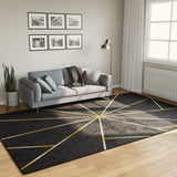 Vloerkleed Wasbaar Anti-Slip Kleurig Zwart En Goud