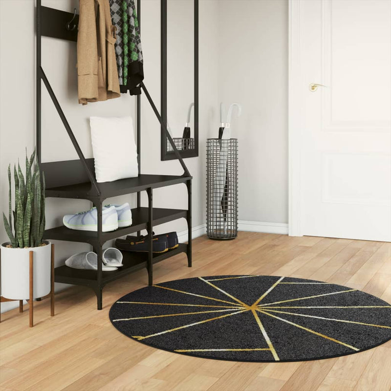Vloerkleed Wasbaar Anti-Slip Kleurig Zwart En Goud