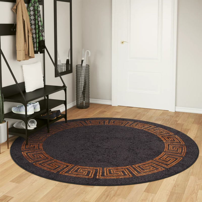 Vloerkleed Wasbaar Anti-Slip En Goudkleurig Zwart