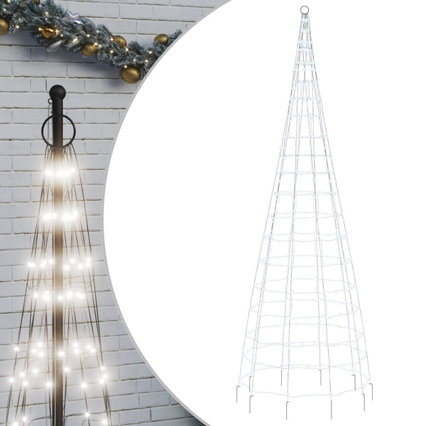 Led-Kerstboom Aan Vlaggenmast 550 Leds Koud Wit Koudwit