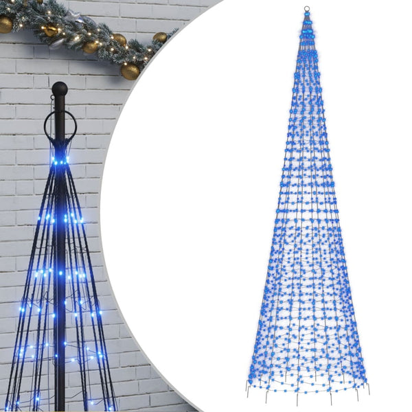 Led-Kerstboom Aan Vlaggenmast 1534 Leds Blauw