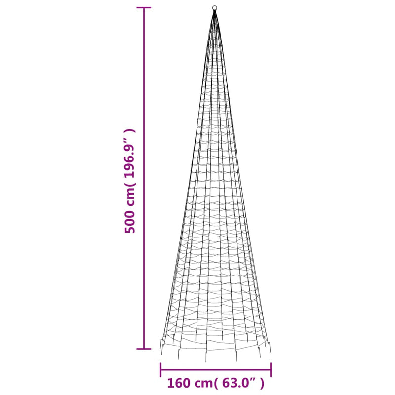 Led-Kerstboom Aan Vlaggenmast 1534 Leds Blauw