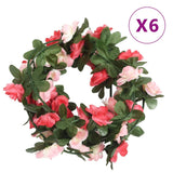 Kerstslingers Met Bloemen 6 St 250 Cm Lente Rozerood