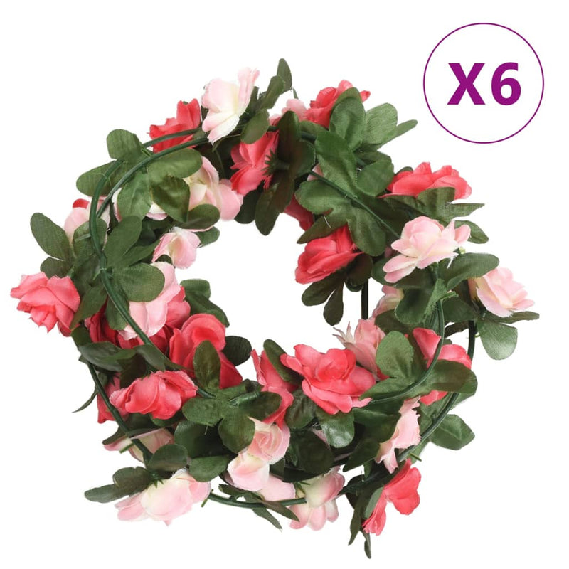 Kerstslingers Met Bloemen 6 St 250 Cm Lente Rozerood